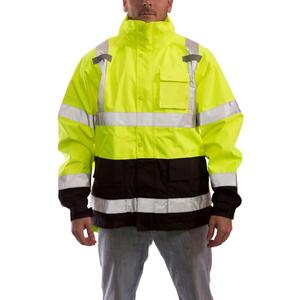 Tingley Icon J24122 High Visibility Jacket With Attached Hood, Extra-Large, Fluorescent Yellow-Green/Black (X-Large)