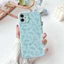 2 x NITITOP Compatible with iPhone 11 Case Cute for Women Girl Vintage Flower Floral Leaves Pattern Trendy Slim Fit TPU Silicone Shockproof Girly Fashion Protective Phone - Blue