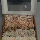 Ling's Moment Artificial Flowers Fake Silk Roses Faux Foam Dahlia Combo for DIY Wedding Bouquets Centerpieces Arrangements Bridal Shower Party Home Decorations, Morandi Peach & Cream, 24pcs