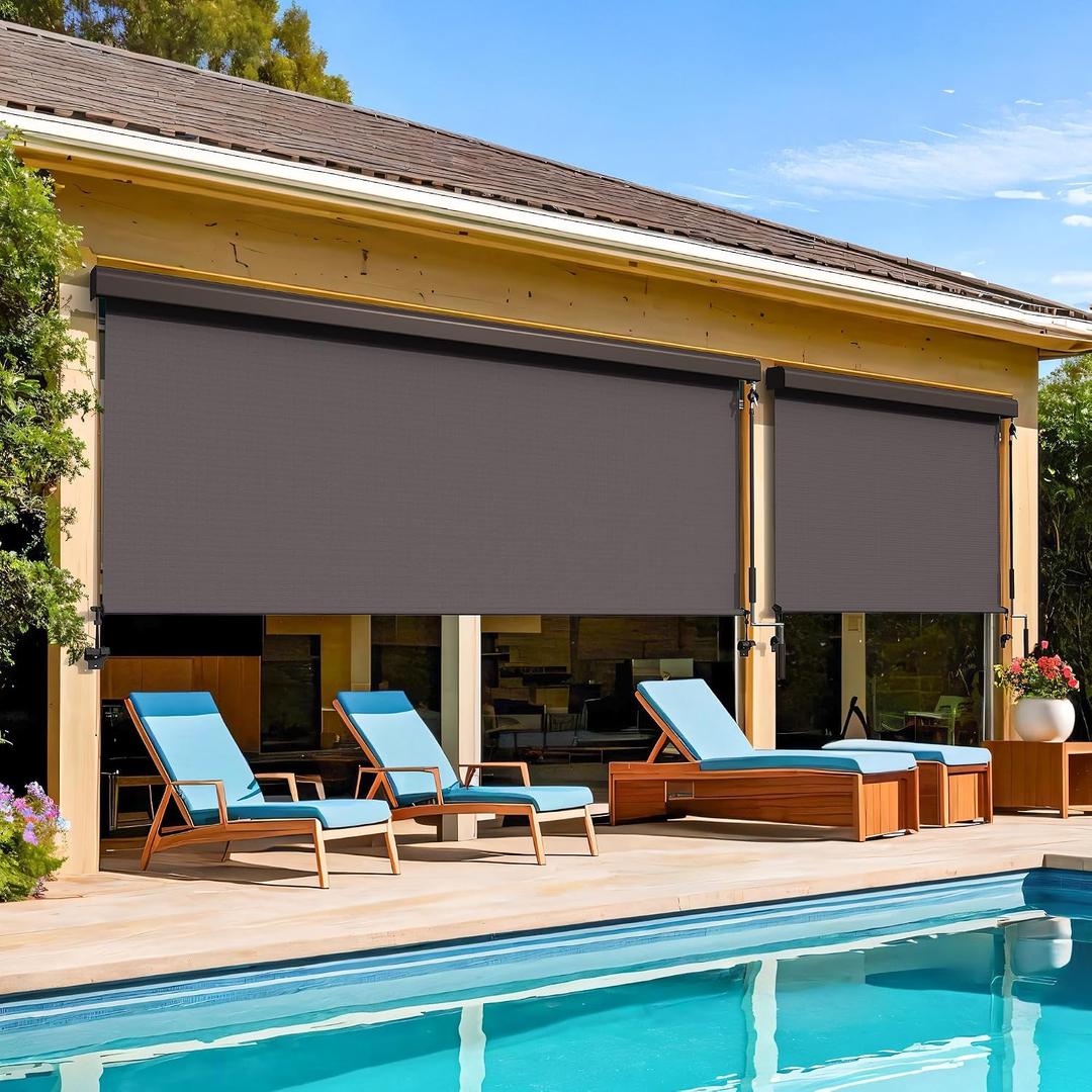Wisteria Lane Integrated Outdoor Roller Shade 6' W x 8' H, Assembly Free Outdoor Patio Blinds with 420GSM Upgraded Fabric for 95% UV Blockout, Cordless Patio Sun Shade Cloth for Outdoor Indoor