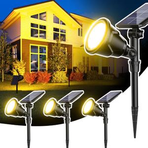 ROSHWEY Outdoor Solar Lights, 600LM Solar Garden Lights Waterproof Solar Spot Lights for Yard Backyard Patio Pond Garage (Warm White, 4Pack)