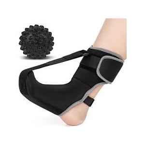Upgraded Plantar Fasciitis Night Splint with Massage Ball for Foot Pain Relief Causing by Plantar Fasciitis, Achilles Tendonitis, Heel Spur, Comfortable & Easytouse Brace for Men & Women, Black Medium