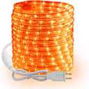 Brizled Orange Rope Lights, 18ft 216 LED Orange Lights, 120V Plugin Tube Light Connectable, Indoor Outdoor Halloween Rope Lighting Waterproof Halloween Holiday Light for Tree Patio Xmas Camping Decor