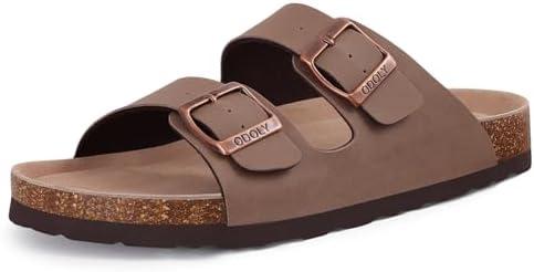 ODOLY Unisex Cork Foot bed Slide Sandal, Arch Support Summer Outdoor Sandals with Adjustable Buckle for Women and Men Size 41