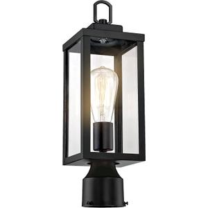 Outdoor Post Lights, Lamp Post Light Fixture with E26 Socket, Waterproof & Anti-Rust Modern Pillar Outside Lighting, Matte Black Lamp for Walkway, Driveway, Carriage, Patio, Porch, Front House