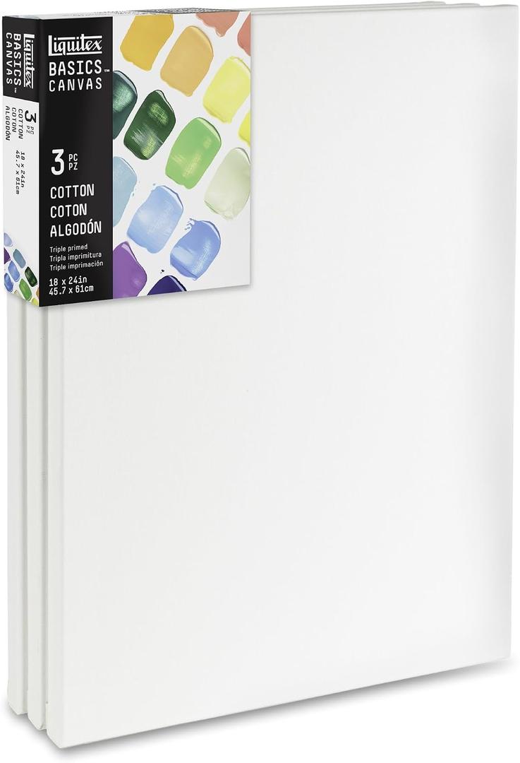 Liquitex BASICS Canvas, 3 pack, 18" x 24"