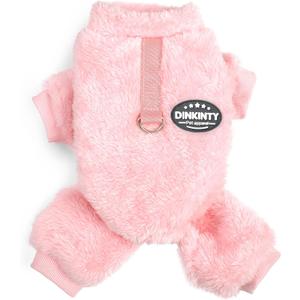 Dog Clothes for Small Dogs Fleece Dog Pajamas Winter Warm Thermal Soft Puppy Pjs Coat Stretchy Jumpsuit Doggie Pet Sweater Outfits Cat Apparel (Pink, X-Small)