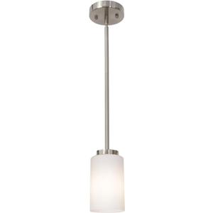 1-Light Farmhouse Chandelier Pendant Light Fixtures with Opal White Shades, Hanging Ceiling Pendant Lighting Brushed Nickel for Kitchen Dining Room Study
