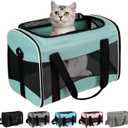 Cat Carrying Case Pet Dog Carrier Soft-Sided Bag Airline Approved, Pet Travel Carrier Up to 15 Lbs, Collapsible Cat Carrier Dog Carrier for Medium Cats Small Cats Dogs(17x11x11 Green) (17.0"L x 11.0"W x 11.0"H)