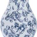9in Blue and White Chinoiserie vase - Vintage Ceramic Flower vase with Antique Design, Perfect for centerpieces or Kitchen Accents.Chinoiserie Porcelain Decor