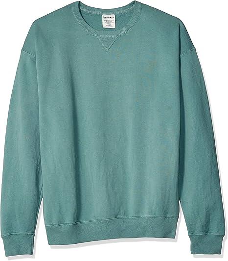 Hanes Originals Fleece, Garment Dyed Pullover, Crewneck Sweatshirts for Men Cypress Green L