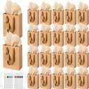 Calolin 100 Set Kraft Paper Gift Bag bulk, 4.72.26.3Inch Mini Gift Bags with Handles, Gift Cards, and Tissue Papers, Markers, Kraft Party Favor Bags for DIY, Parties, Birthday, Wedding Showers