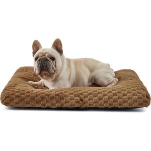 Bedsure Washable Dog Bed Medium Size Dog, Soft Fluffy Bubble Fleece Pet Bed Mat, Non-Slip and Machine Washable Kennel Sleeping Pad for Medium Dogs/Puppy, for Crate/Floor/Car, 29"x21"x3", Camel Brown