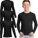 3 Pack Boys' Compression Long Sleeve Shirts Quick Dry Moisture Wicking Youth Base Layer Baseball Soccer Football Large