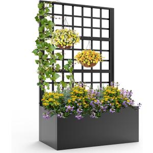 Metal Planter Box with Trellis,63"(H)*31.5(L)*15.8"(W)