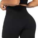Sunzel No Front Seam Biker Shorts for Women with Pockets, Yoga Workout Gym Bike Shorts with Tummy Control (Small, Black)