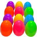 24 Fillable Plastic Easter Egg Hunt Party Supply Pack - 2.76" Assorted Color Plastic Eggs