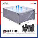 Patio Furniture Covers Waterproof - 420D Outdoor Table and Chair Set Cover with Built-in Storage Bag - Rectangular Patio Table Cover for 4-Seat Dining Set or Sectional Sofa - Black