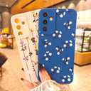 3 x for Samsung Galaxy A13 5G/A04S Phone Case, Fashion Flower Pattern Design Girls Women Liquid Silicone Cover, Slim Shockproof and Scratch-Resistant Soft Case for Samsung A13 - Blue