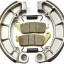 Front Brake Pads Rear Shoes Drum for Honda Shadow Spirit VT750 C2 DC 2001-2014 - VT750 Aero 2004-2015 - Shadow Phantom C2B 2010-2021 - Deluxe C/CD 1998-2003 - VT750 RS 2010-2014 FA196 343