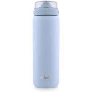 Ello Cooper 22oz Stainless Steel Water Bottle with Straw and Carry Handle, Double Walled and Vacuum Insulated Metal, Leak Proof Locking Lid with Soft Silicone Spout, Reusable, BPA Free, Halogen Blue