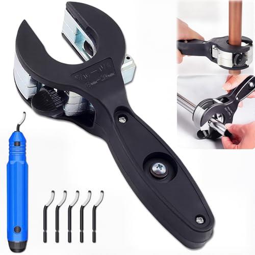 Ratcheting Tubing Cutter, Copper Pipe Cutter, Tubing Cutter 5/16" To 1 1/8", 2 in 1-360° Close Quarters Tube Compact Cutter with Deburring Tool, Pex Cutter Tool for Cutting Copper and Metal Pipes.