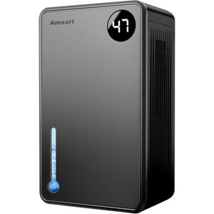 Dehumidifier, Dehumidifiers for Home (1000 sq.ft), 98 OZ Dehumidifier for Basement Bathroom Bedroom, Auto Shut Off Dehumidifiers, Timer Setting, Digital Display, Drain Hose, 7 Colors Light, Black