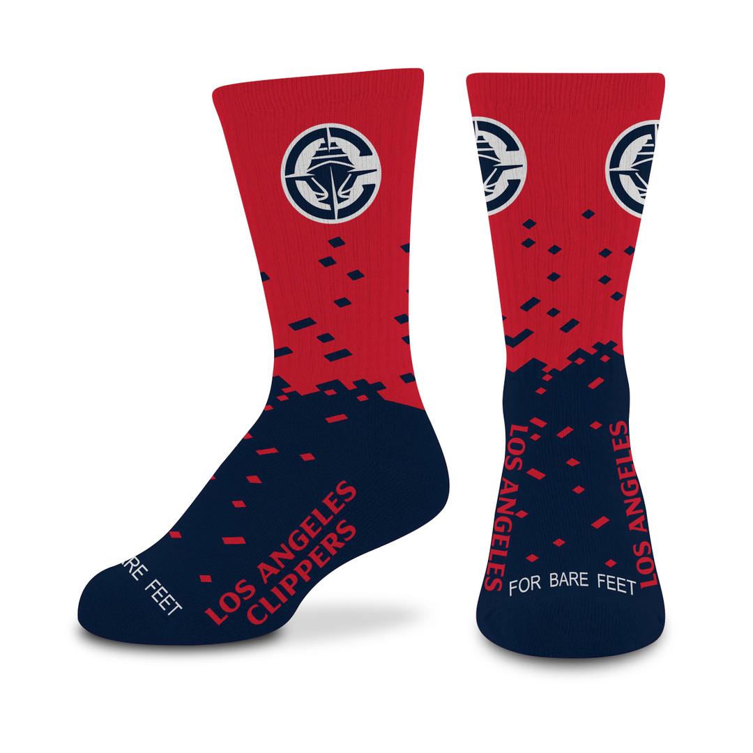For Bare Feet NBA Los Angeles Clippers Spray Zone Crew Socks, Youth One Size