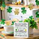St Patricks Day Decor Irish Blessing Decorations Rustic Shamrock Wood Sign Home Tabletop Shelf Desk Decor May Your Troubles Be Less St Patrick's Day Decorations 5 X 5 Inches