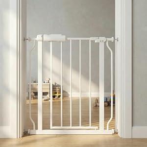 Narrow Baby Gate 24.4-29 Inch Wide Stairs Tension Pet Dog Gates Indoor for Doorways No Drilling Pressure Mounted Metal Pet Gates for Kids
