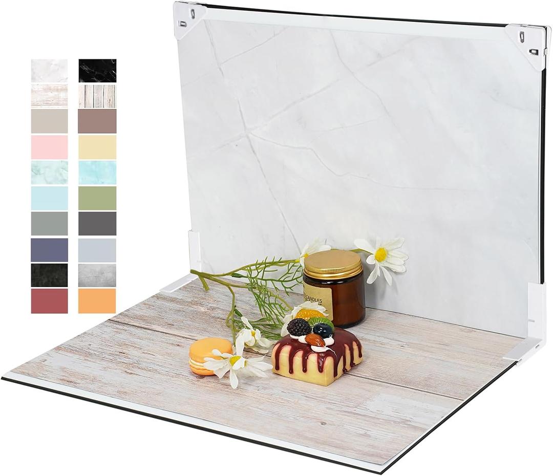 Yoocheese Photo Backdrop for Product Photography, Foldable Tabletop Background Board Kit, 1-Min Setup, 10 Double-Sided (20 Patterns), 16.5x11.7 in for Small Products & Food Photography (Mulit)