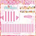 Tioncy 6 Pcs Ice Cream Bar Stand Kits Ice Cream Sundae Bar Supplies Party Decor (Without Table) Include Shelf Banner Roof Pennant Table Skirt for Photo Props Outdoor Party Decor (Desk Is Not Included)