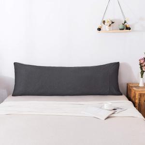 H HOUSEHOLD 100% Jersey Knit Cotton Body Size Pillowcases Set of 1, Super Soft Breathable Pillow Cases for Sleeping, Envelope Closure, Stretchy T-Shirt Fabric (Dark Gray, Body Size Pillowcase)