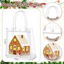 2 x Colingmill 24 Pcs Christmas Gingerbread PVC Gift Bags Bulk with Handles Treat Candy Goodies Clear Bags 6.3 x 5.9 x 2.8 Inch for Xmas Decoration Holiday Gingerbread Party Favors Supplies (Brown)