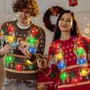 Blowata Christmas Light Necklace, 3PCS Christmas Necklace with 3 Flash Modes, Colorful Xmas Light up Decorations for Christmas Necklaces Party Favors Festival Party Supplies Ugly Sweater Decor