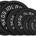Cast Iron 2-Inch Olympic Weight Plates Set for Strength Training, Barbell Free Weight Plate Set for Weightlifting in Home Gym, Multiple Sizes From 2.5LB to 40LB