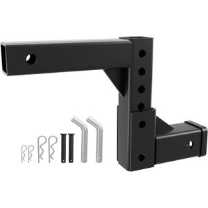 Adjustable Trailer Hitch for 2" Receiver, 9.6" Drop/Rise, 5000 lbs Towing Capacity, Heavy Duty Steel Tow Hitch with 4 Pins for Truck