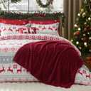 Bedsure Christmas King Comforter Set - 5 Pieces Christmas Bedding Set, King Bed in a Bag with 1 Soft Reindeer Reversible Comforter, 2 Pillow Shams, 1 Throw Blanket and 1 Decorative