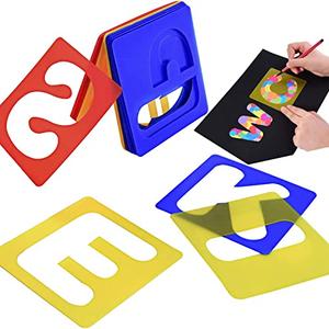 TecUnite 26 Pieces Alphabet Stencils Set Plastic Letter Stencils for Painting Learning, DIY Craft Decoration (8 x 8 Inches)