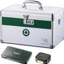 Medicine box with lock 15.9 x 9.3 x 8.9Inches [Extra Large], Medication Lock box First Aid Key Safe Box with Lock, Medical Box Organizer