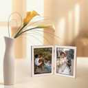 Giftgarden 4x6 Double Picture Frame White with Tempered Glass Display 4 by 6 Photo, Metal Hinged Folding Frame for Tabletop or Wall