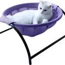Cat Hammock Bed with Mesh Basket Durable Washable Design for Elevated Indoor Lounging (Purple)