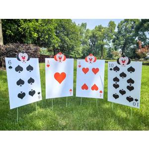 Alice Party Decorations Wonderland Party Decor,Queen of Hearts Accessories 4pcs Queen's Soldiers Yard Signs with Stakes AliceThemed Party Decor Large Lawn Garden Sign Indoor Outdoor