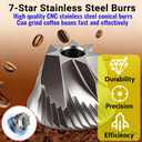 Portable Electric Conical Burr Coffee Grinder, USB-C Rechargeable Cordless Handheld, Adjustable Settings & Auto-Stop, Metal Shell for Travel, Camping, Home Espresso & French Press - Pink