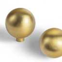 Goo-Ki Brushed Brass Cabinet Knob with 1.2 Dia, Modern Solid Zinc Alloy Drawer Knob, Minimalist Style Cabinet Pull Drawer Handle Wardrobe Cabinet Door Handle 6 Pack