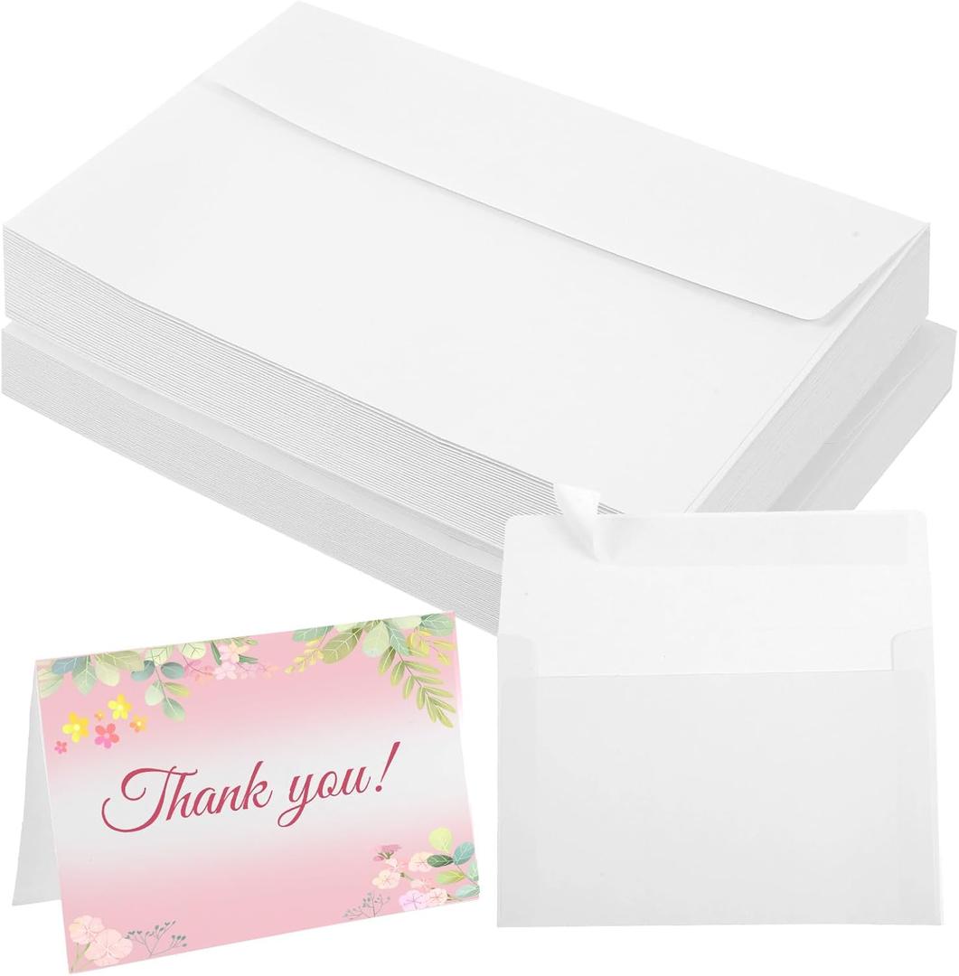 30 Set Watercolor Paper Cards with Envelopes, Adhesive Closure 4x6 Envelopes and Blank Cards, Foldable Blank Greeting Card, Wedding Card, Watercolor Paper for DIY Thank Notes Invitations (White)