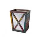 Venalys Small Wood Trash Can Wastebasket, Decorative Barn Door Garbage Can Waste Basket, Rustic Distressed Rectangular Trash Bin, Farmhouse Wooden Storage Basket Waste Paper Bin (Random)