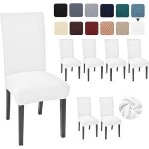 Aertiavty Chair Covers for Dining Room Set of 6 Kitchen Chair Seat Covers, Dining Room Chair Covers Chair Slipcover Parsons Chair Covers, White