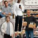 Ficerd 3 Pack Men's Waffle Long Sleeve Shirts, Crew Neck Thermal Underwear Tops Casual Pullover Sweaters Knit Undershirts (XL)