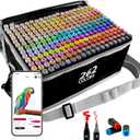 262 Colors Alcohol Markers with APP, Dual Tip Art Marker for Adults Coloring Books, Alcohol Ink Based Illustration Markers Set for Adult Artist Drawing Sketching Painting Lettering Cards